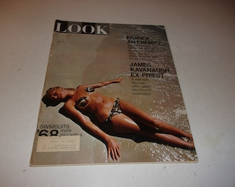 Vintage Look Magazine February 20, 1968, Swimsuits '68 Cover, Art, New Car Ads, Scrapbooking, Collectible