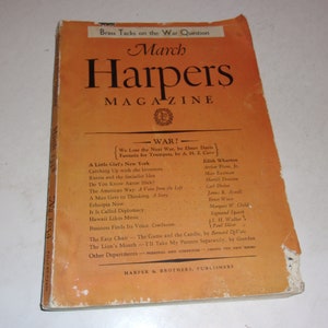 Harper&#39;s Magazine March 1938 - Number 1054, Monthly News Magazine, Very Old, Historical, Illustrated
