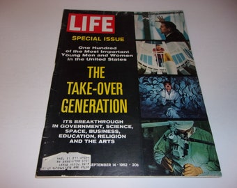 Vintage Life Magazine September 14, 1962, The Take-Over Generation, Retro Ads, Scrapbooking, Collectible