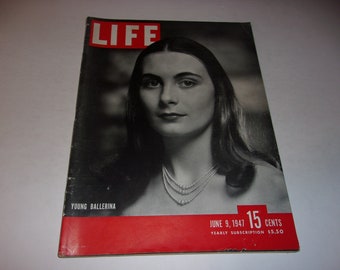 Vintage Life Magazine June 9, 1947 - Young Ballerina Cover, Collectible, Vintage Ads, Paper Ephemera, Scrapbooking