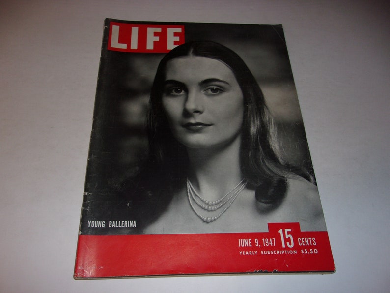 Vintage Life Magazine June 9, 1947 Young Ballerina Cover, Collectible, Vintage Ads, Paper Ephemera, Scrapbooking image 1