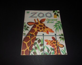 Vintage 1969 Zoo Coloring Book - Uncolored - Semi Rare, Whitman, Collectible, Children, Art, Coloring, Crayons