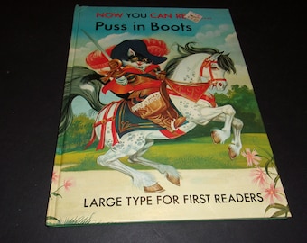 Now You Can Read... Puss in Boots - Vintage 1980 Children's Story Book, Brimax Books, Hardcover, 1980's Collectible