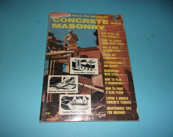 Vintage 1964 How to Book of Concrete and Masonry - Instructional, Construction, How To, Driveways, Porches