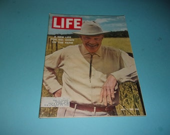 Vintage Life Magazine July 7, 1961 - Ike Down on the Farm Cover, MISSING Rear Cover - Art, Junk Journal, Collectible Scrapbooking