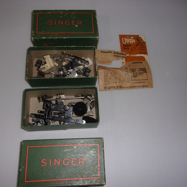 Vintage Singer Sewing Machine Attachments in Original Boxes - # 36275, Shabby and Chic, Sewing