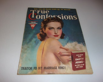 Vintage True Confessions Magazine December 1937--Art, Scrapbooking, Campy, Romantic Stories