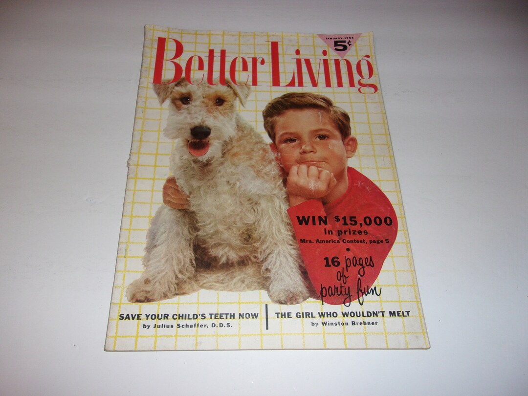 Vintage Better Living Magazine January 1955 5 Cent Cover Price Art