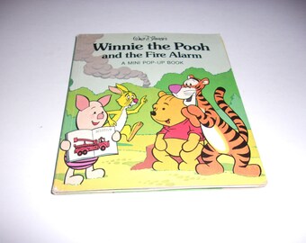 Vintage 1978 Winnie the Pooh and the Fire Alarm, Mini Pop Up Book - Walt Disney's Children's Hardcover Pop Up Book, Collectible ,Illustrated