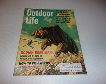 Outdoor Life Magazine August 1964 - Kodiak Bear War, Paper Ephemera, Vintage Gun Ads, Hunting Stories, Collectible