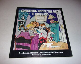 Vintage 1988 Calvin and Hobbes, Something Under the Bed is Drooling by Bill Waterson - Art, Humor, Softcover, Cartoons, Collectibles