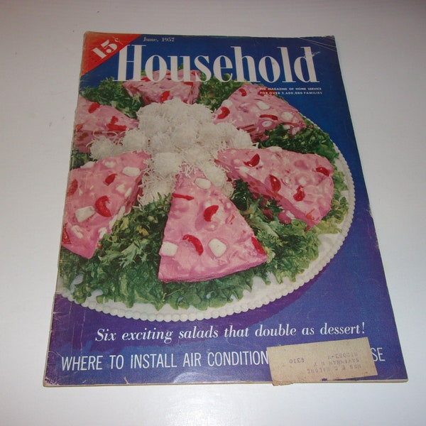 Vintage Household Magazine June 1957- 15 Cent Cover Price - 1957 Chevy Ad, Scrapbooking - Retro 1950s Ads