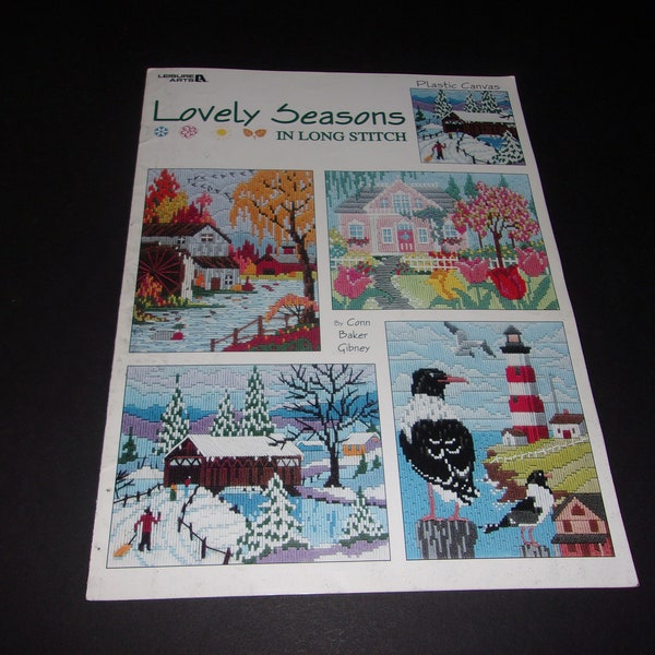 Lovely Scenes in Long Stitch by Conn Gibney, # 3348 - Leisure Arts, Plastic Canvas, Pattern Booklet