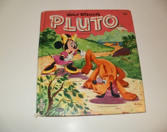 Vintage 1952 Walt Disney's Pluto - Small Size Children's  Hardback Book - Collectible Book, Classic Cartoon Story