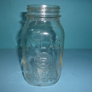 Atlas Mason Jar- Vintage, Decorative, Retro Collectible, Shabby and Chic, Display