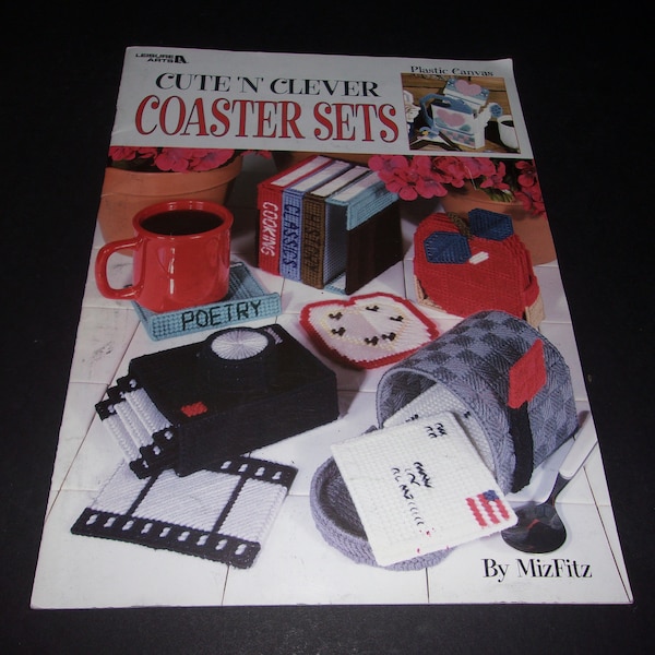 Cute-n-Clever Coaster Sets by Miz Fitz # 1863 - Leisure Arts, Plastic Canvas, Pattern Booklet