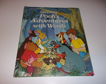 Vintage 1981 Pooh's Adventures with Words - Children's Hardcover Book, Collectible, Illustrated
