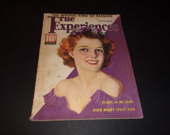 Vintage True Experiences Magazine November 1937, The Wrong Kind of Passion, Campy, Spicy Stories - Hair Styles Paper Retro 1940s