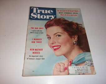 Vintage True Story Magazine August 1956 - Campy Spicy Stories - Hair Styles Paper Ephemera Retro 1950s