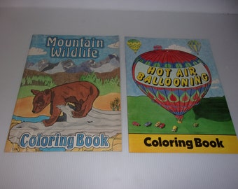 Vintage 1980's Coloring Books - Mountain Wildlife, Hot Air Ballooning, Like New, Unused, Children, Art, Collectible
