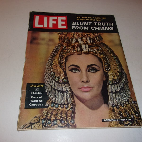 Vintage Life Magazine October 6, 1961, Liz Taylor as Cleopatra Cover - Vintage Car Ads, Art, Scrapbooking, Paper Ephemera, Collectible