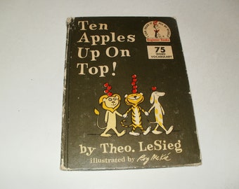 Ten Apples Up on Top by Theo LeSieg Vintage 1961  - Childrens Beginner Book, Collectible Hardcover Book Art Illustrated