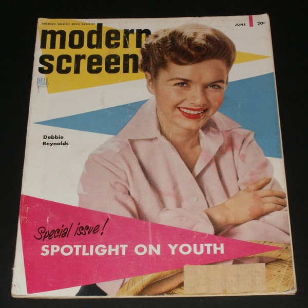 Vintage Modern Screen Magazine June 1953 Debbie Reynolds cover - Movie Stars Liz Taylor John Wayne Actors Big Screen