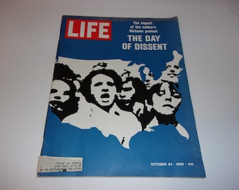 Vintage Life Magazine October 24, 1969--Day of Dissent Cover, Collectible, Scrapbooking, Vintage Ads