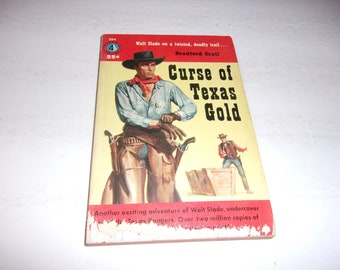 Curse of Texas Gold by Bradford Scott, Vintage 1957, Western Novel, Collectible, Pyramid Book, Cover Art
