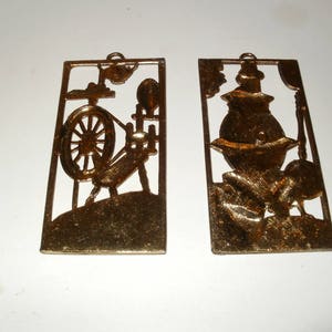 Group of Small Brass Vintage Wall Hangings, Decorative, Display, Colonial, Kitchen Art, Craft image 2