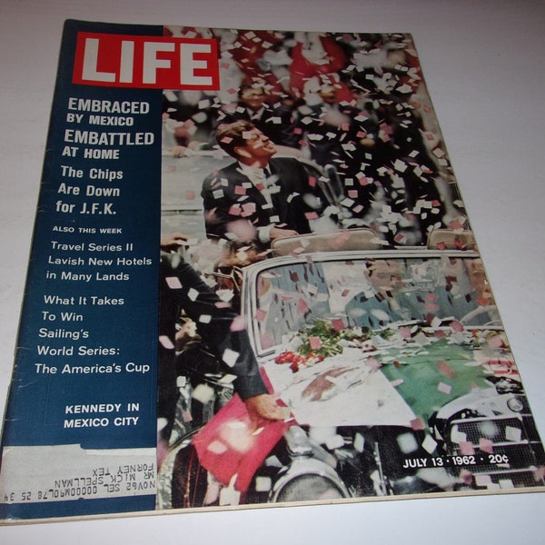 Vintage Life Magazine July 13, 1962 - Kennedy in Mexico Cover, Vintage Ads, Art, Collectible, Scrapbooking