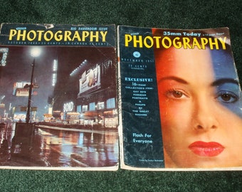 Vintage Popular Photography Magazines 1946 & 1951 - Vintage Camera Ads, Collectible