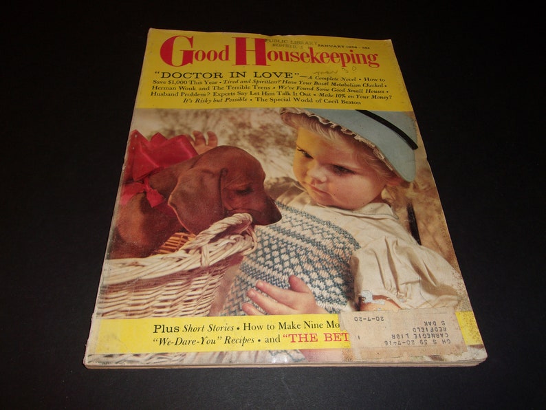 Vintage Good Housekeeping Magazine January 1958 Art, Scrapbooking, Vintage Ads, Retro 1950s image 1