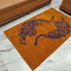 Exquisite Bengal Tiger Print Area Rug • Vibrant Handmade Tufted Rugs, Carpet With Bengal Tigers for kids room, bedroom, Hall • Gift for Home