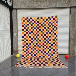 Amazing checkered colorful rug, checkered berber azilal rug, moroccan checkered rug, colorful amazing rugs, custom colorful checkered rug