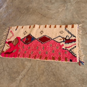 Handmade Pink Moroccan Rug, Authentic Pink Berber Carpet, Bold Pink Wool Rug For Living Room, Pink Home Decor, Perfct Housewarming Gift