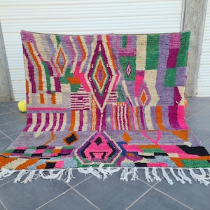 Purple Moroccan rug, handmade Moroccan Berber rug - personalized Beni Ourain rug, living room, woolen tufted rug, Purple bohemian decoration