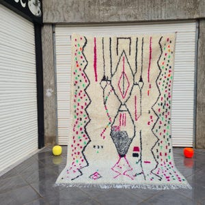 Custom Size Moroccan Wool Rug, Authentic Boujaad Rug, Tapis Berber, Rug For Living Room, Tribal Design, Mad to Order