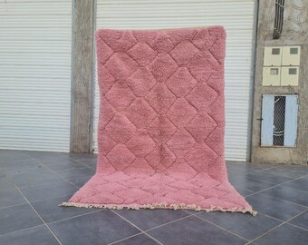 Handmade Pink Moroccan Berber Rug: Wool Atlas Style Carpet