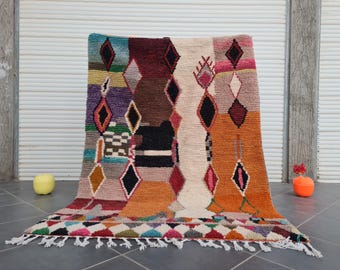 Handmade Berber Wool Rug: Colorful Moroccan Beni Ourain Style