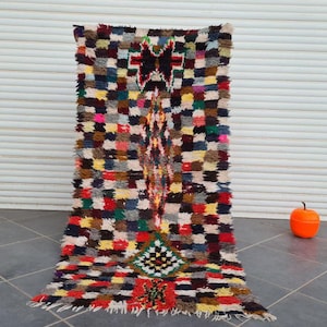 Boucherouite Rug, Wool Berber Rug, Morrocan Rug, Boucharouite Rugs, colorful,handmade moroccan rug with vibrant, Runner Rug, Bohemian Rug
