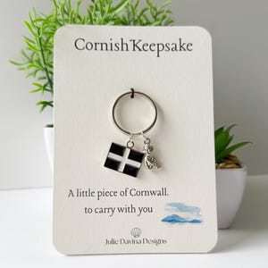 Cornwall Keepsake Gift, Cornwall Flag & Piskie Charm Key Ring, Cornish Souvenir, Gift For Cornwall Lover, Cornish Keyring