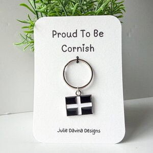 Proud to be Cornish Flag Keyring, Holiday Memory Souvenir From Kernow, Cornish Gift For Her Him, St Pirans Flag Gift