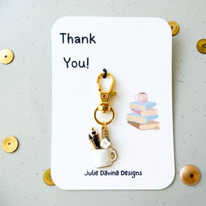 Pen Pot Charm Keychain, Nursery Teacher Gift For Year End, Head Teacher Present, Thank You For Work Colleague