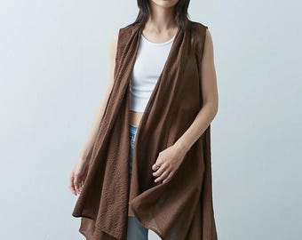 Draped Longline Vest – Antique Bronze