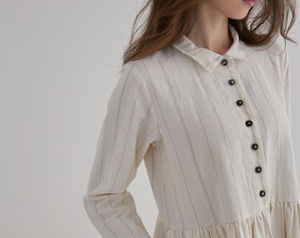 Cotton Shirtwaist Midi Dress – Relaxed Boho Style