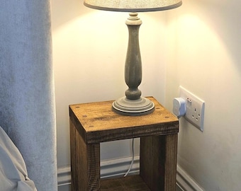 A rustic handmade wooden small bedside table/ side table, also available as a pair.