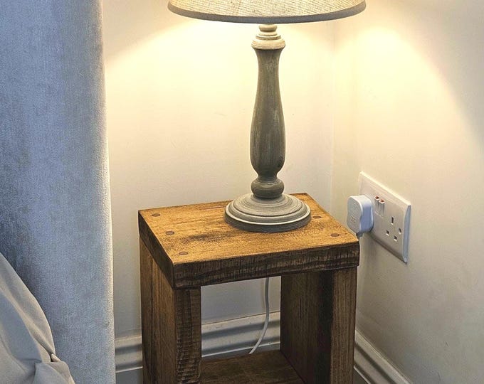 A rustic handmade wooden small bedside table/ side table, also available as a pair.
