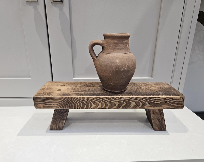 Handcrafted long mini stool finished in jacobean briwax