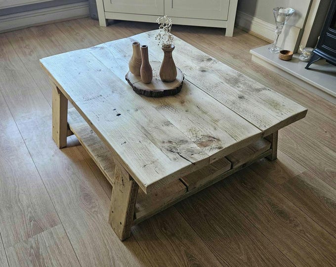 Handmade 3ft rustic coffee table made from locally sourced recycled wood